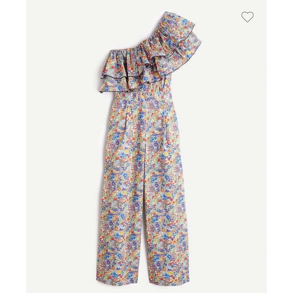 J. Crew Sz 10 Liberty Fabric One-Shoulder Jumpsuit Margaret Annie Floral NWT